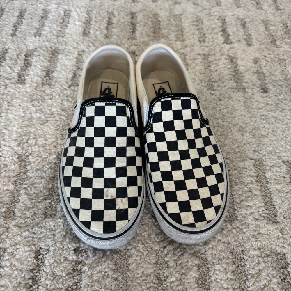 Vans Checkered Slip-On Shoes - Black and White